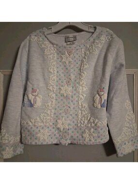 Spumoni 80s by Rose Cage Puff Print Polar Bears Igloo Button Jacket Small Vtg